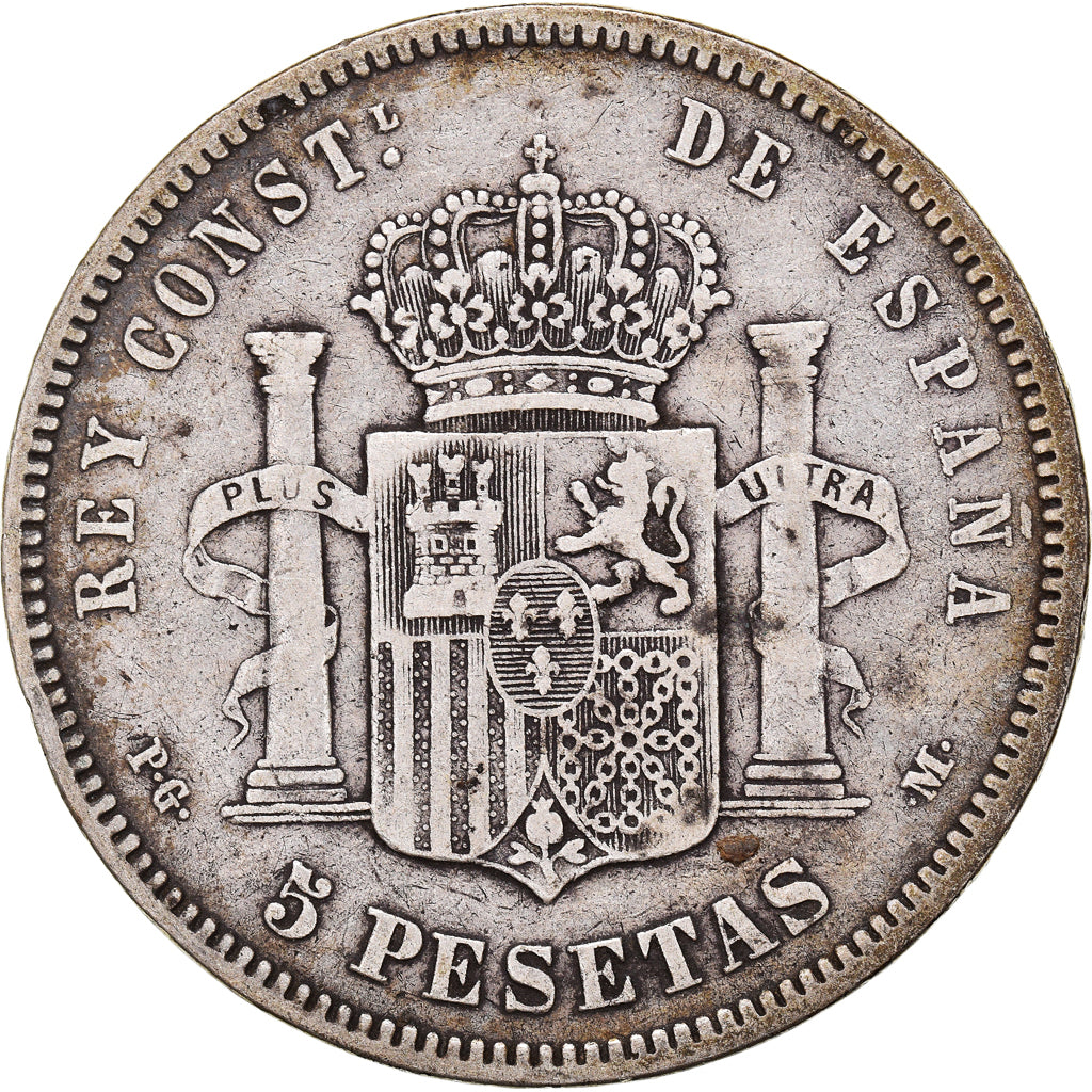 Coin, Spain, Alfonso XIII, 5 Pesetas, 1891, Madrid, VF(20-25), Silver, KM:689