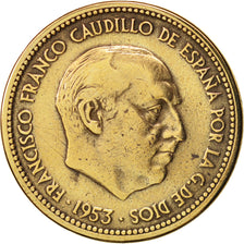 Spagna, Caudillo and regent, 2-1/2 Pesetas, 1953, BB, Alluminio-bronzo, KM:785