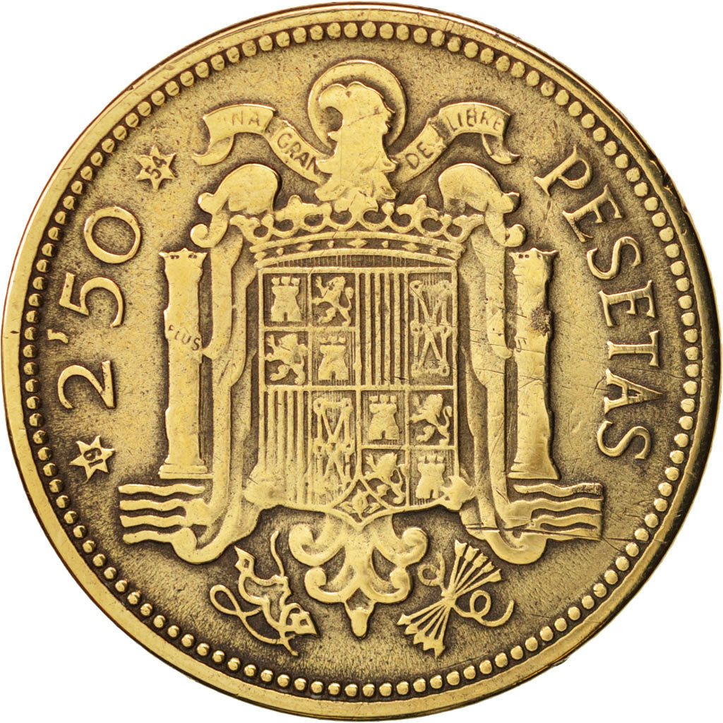 Spagna, Caudillo and regent, 2-1/2 Pesetas, 1953, BB, Alluminio-bronzo, KM:785