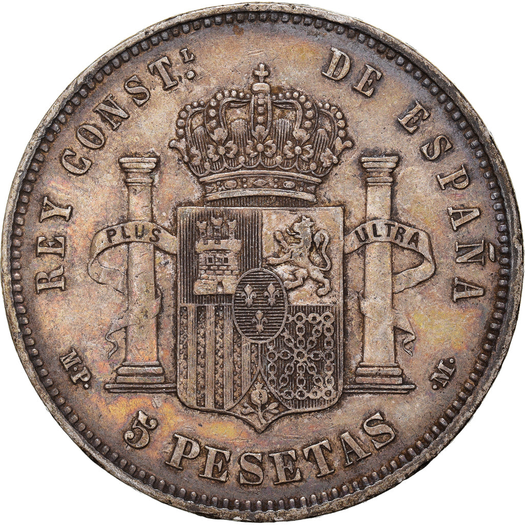 Moneta, Spagna, Alfonso XIII, 5 Pesetas, 1888, Madrid, BB, Argento, KM:689