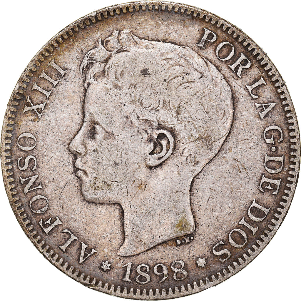 Coin, Spain, Alfonso XIII, 5 Pesetas, 1898, Madrid, VF(30-35), Silver, KM:707