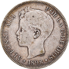 Coin, Spain, Alfonso XIII, 5 Pesetas, 1898, Madrid, VF(30-35), Silver, KM:707