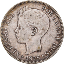 Monnaie, Espagne, Alfonso XIII, 5 Pesetas, 1898, Madrid, TB+, Argent, KM:707