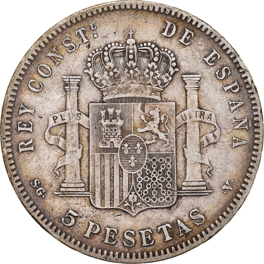 Coin, Spain, Alfonso XIII, 5 Pesetas, 1898, Madrid, VF(30-35), Silver, KM:707