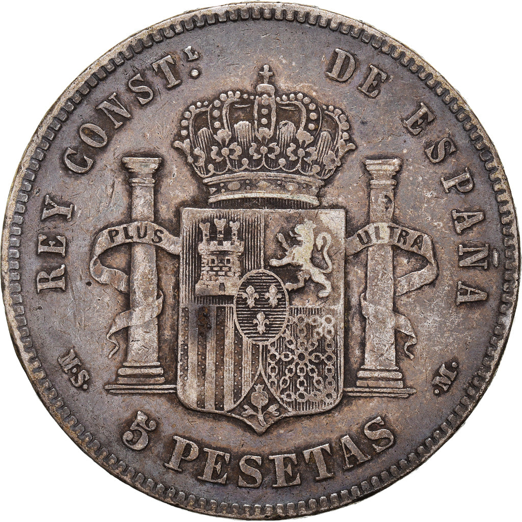 Münze, Spanien, Alfonso XII, 5 Pesetas, 1885 (87), Madrid, S+, Silber, KM:688