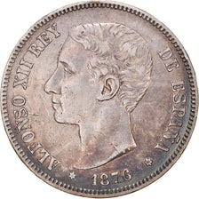 Moneta, Spagna, Alfonso XII, 5 Pesetas, 1876, Madrid, BB, Argento, KM:671