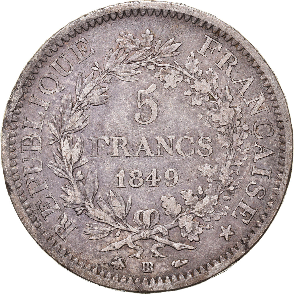 Coin, France, Hercule, 5 Francs, 1849, Strasbourg, EF(40-45), Silver, KM:756.2