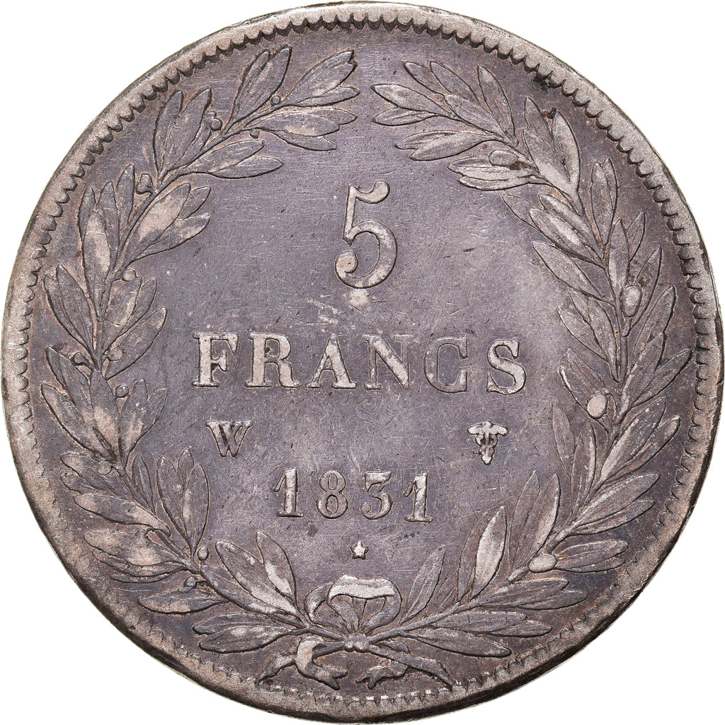 Coin, France, Louis-Philippe, 5 Francs, 1831, Lille, EF(40-45), Silver