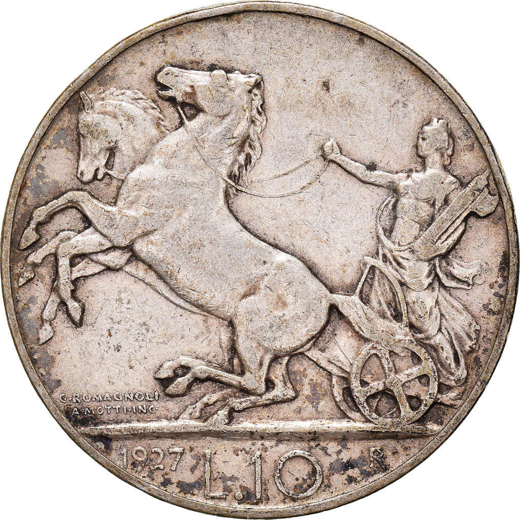 Coin, Italy, Vittorio Emanuele III, 10 Lire, 1927, Rome, EF(40-45), Silver