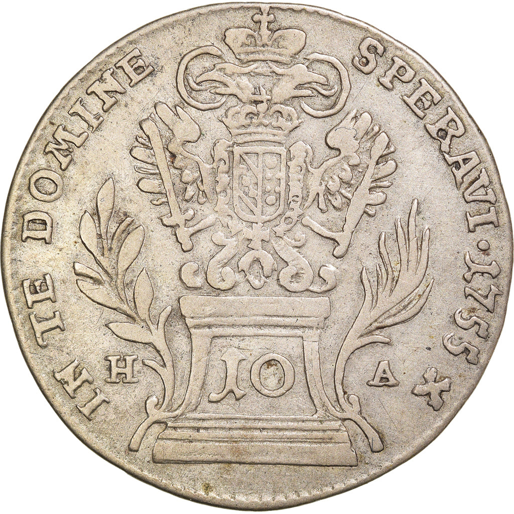 Munten, Oostenrijk, Franz I, 10 Kreuzer, 1755, Hall, FR, Zilver, KM:2023