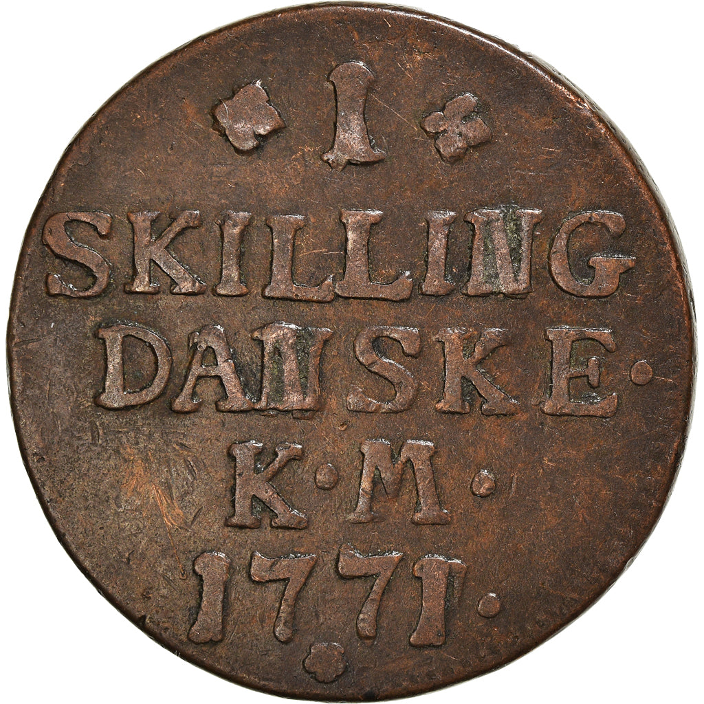 Moneta, Danimarca, Christian VII, Skilling, 1771, Copenhagen, MB+, Rame