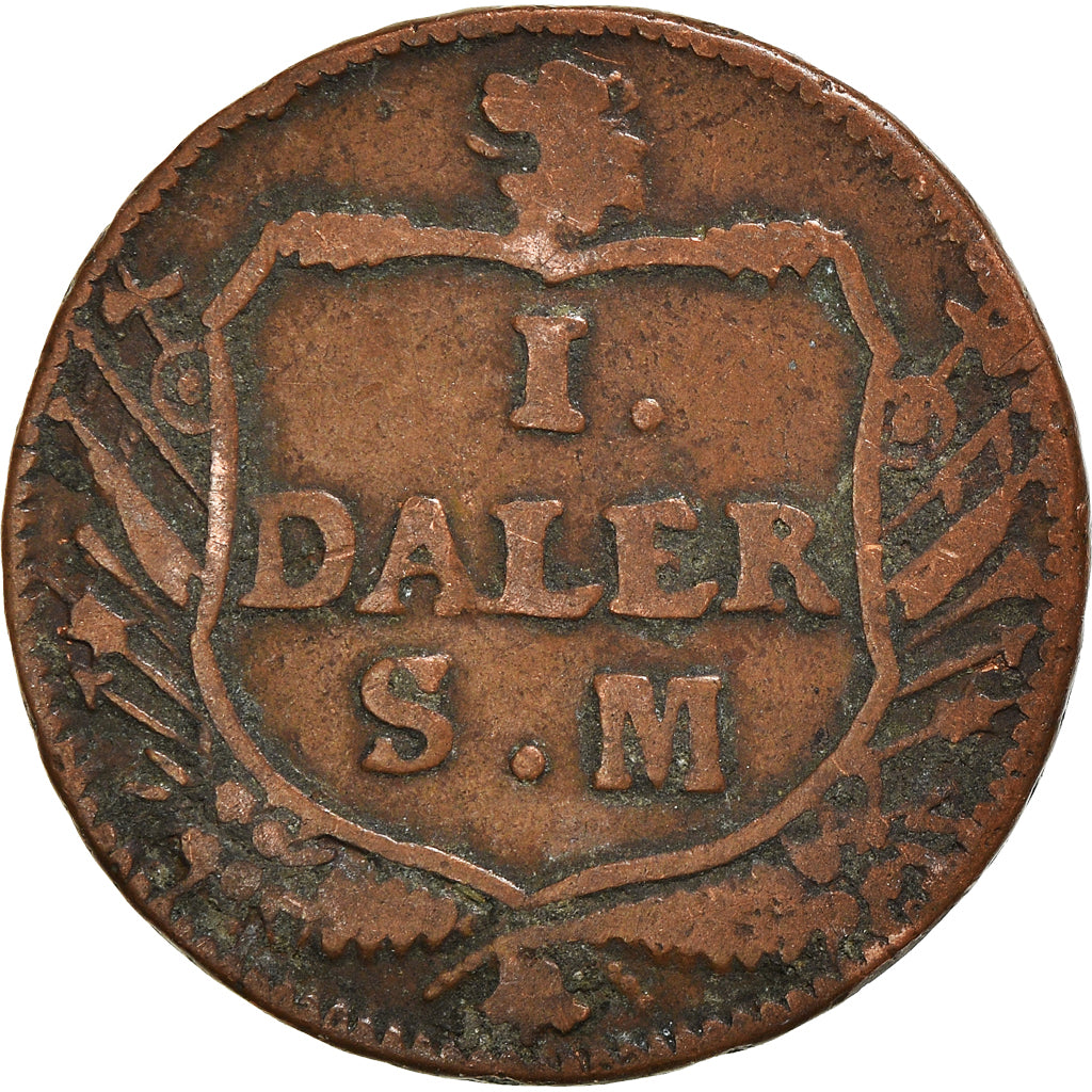Moneda, Suecia, Carl XII, Daler, 1717, BC+, Cobre, KM:355