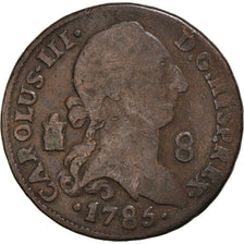 Moneta, Spagna, Charles III, 8 Maravedis, 1785, Segovia, MB, Rame, KM:408.2