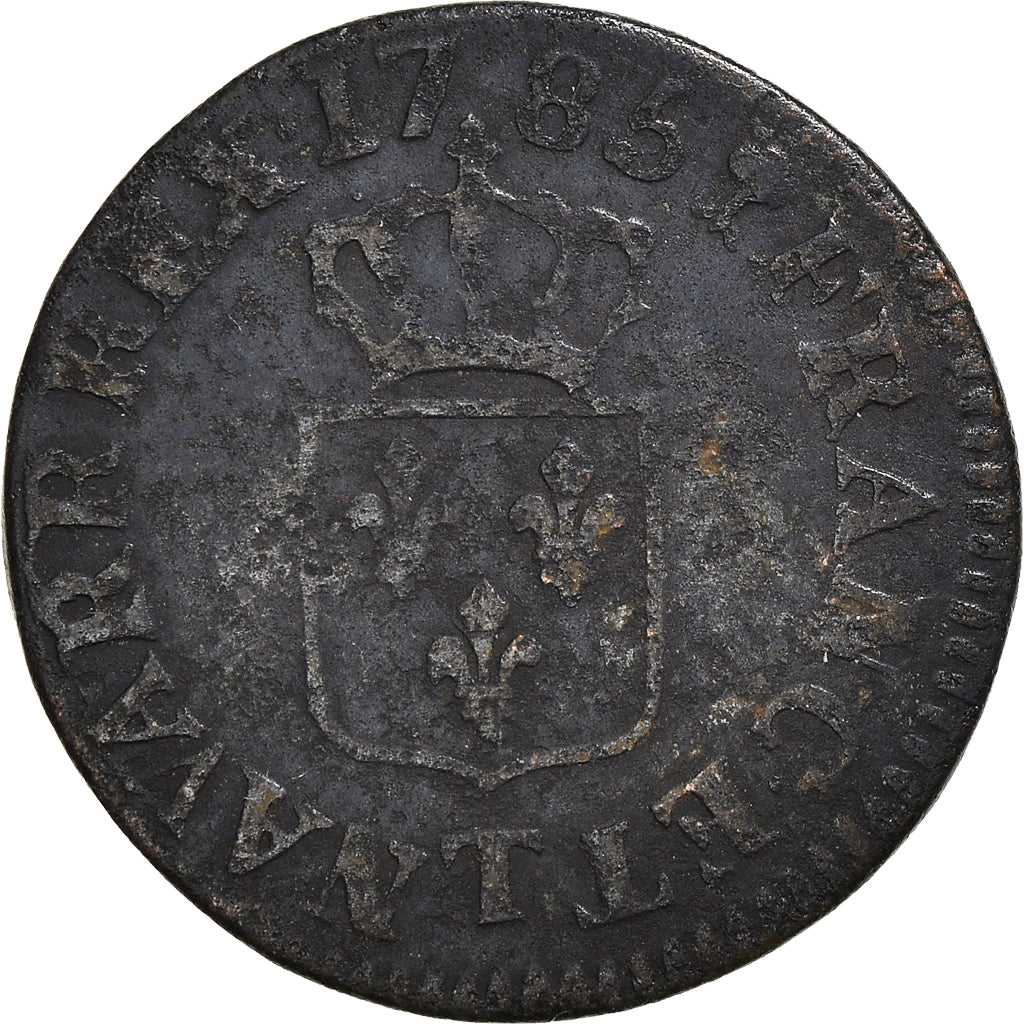 Moeda, França, Louis XVI, Liard, Liard, 1785, Nantes, F(12-15), Cobre