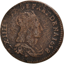 Monnaie, France, Louis XIV, Liard de France au buste juvénile, deuxième type