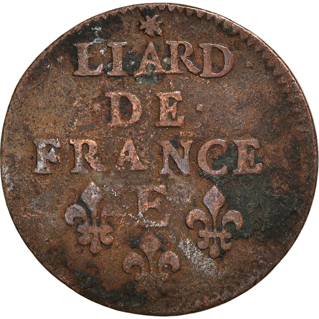 Monnaie, France, Louis XIV, Liard de France au buste juvénile, deuxième type