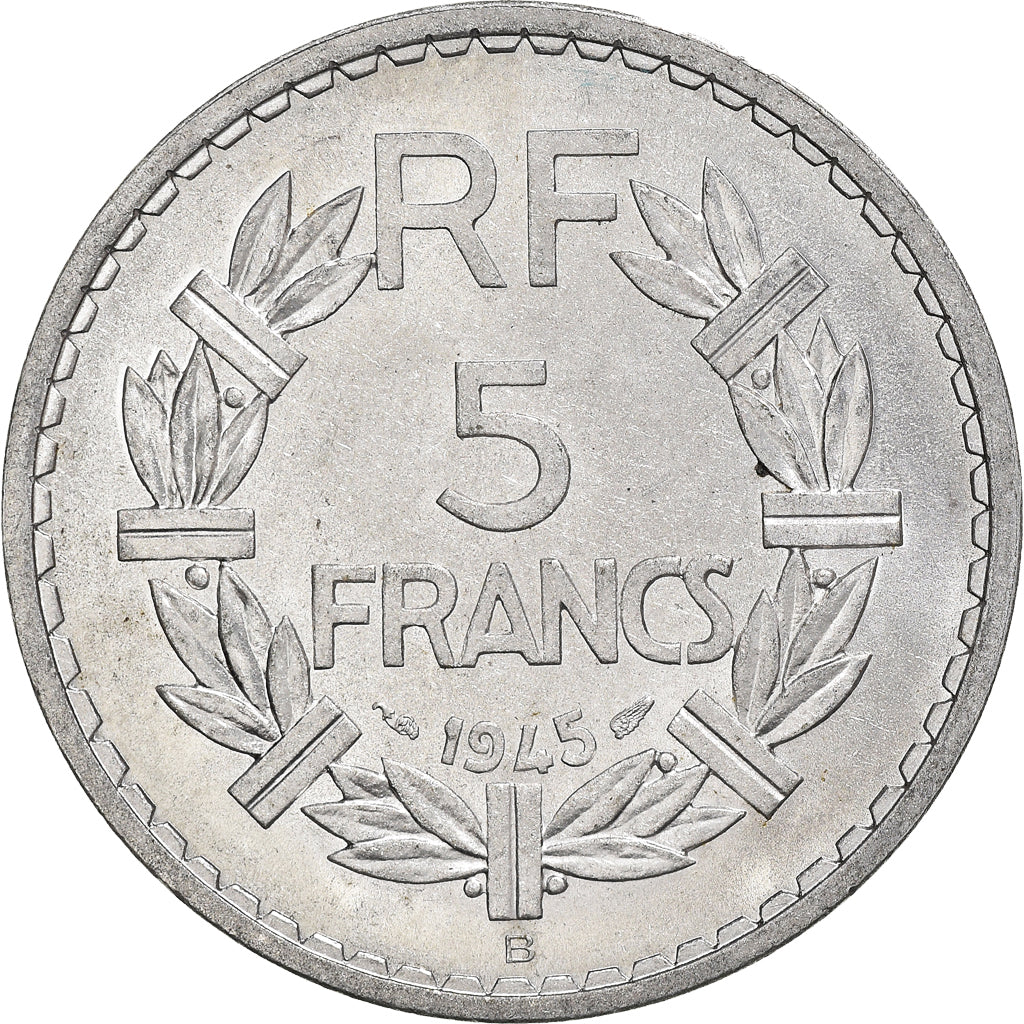 Monnaie, France, Lavrillier, 5 Francs, 1945, Beaumont - Le Roger, SUP