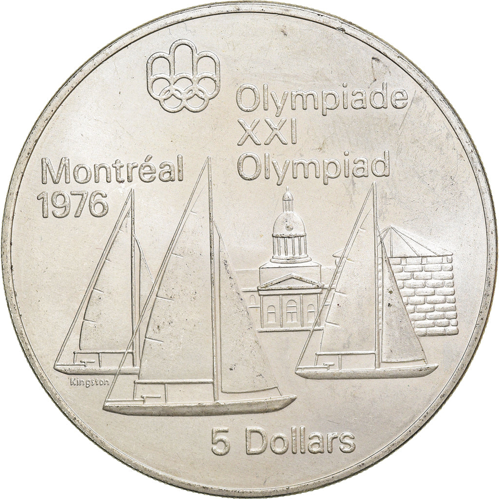 Coin, Canada, Elizabeth II, Kingston and Sailboats, 5 Dollars, 1973, AU(55-58)