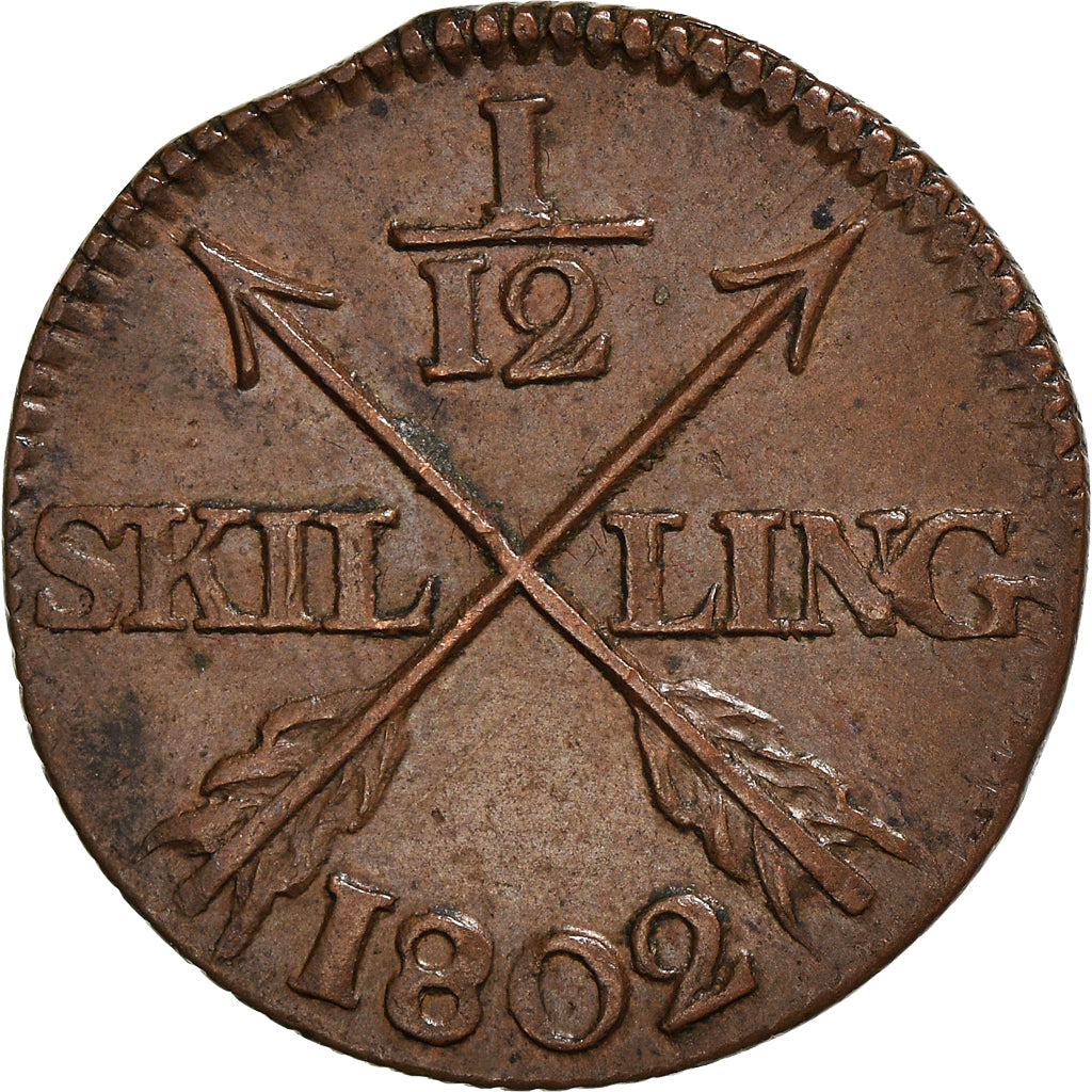 Münze, Schweden, Gustaf IV Adolf, 1/12 Skilling, 1802, VZ, Kupfer, KM:563