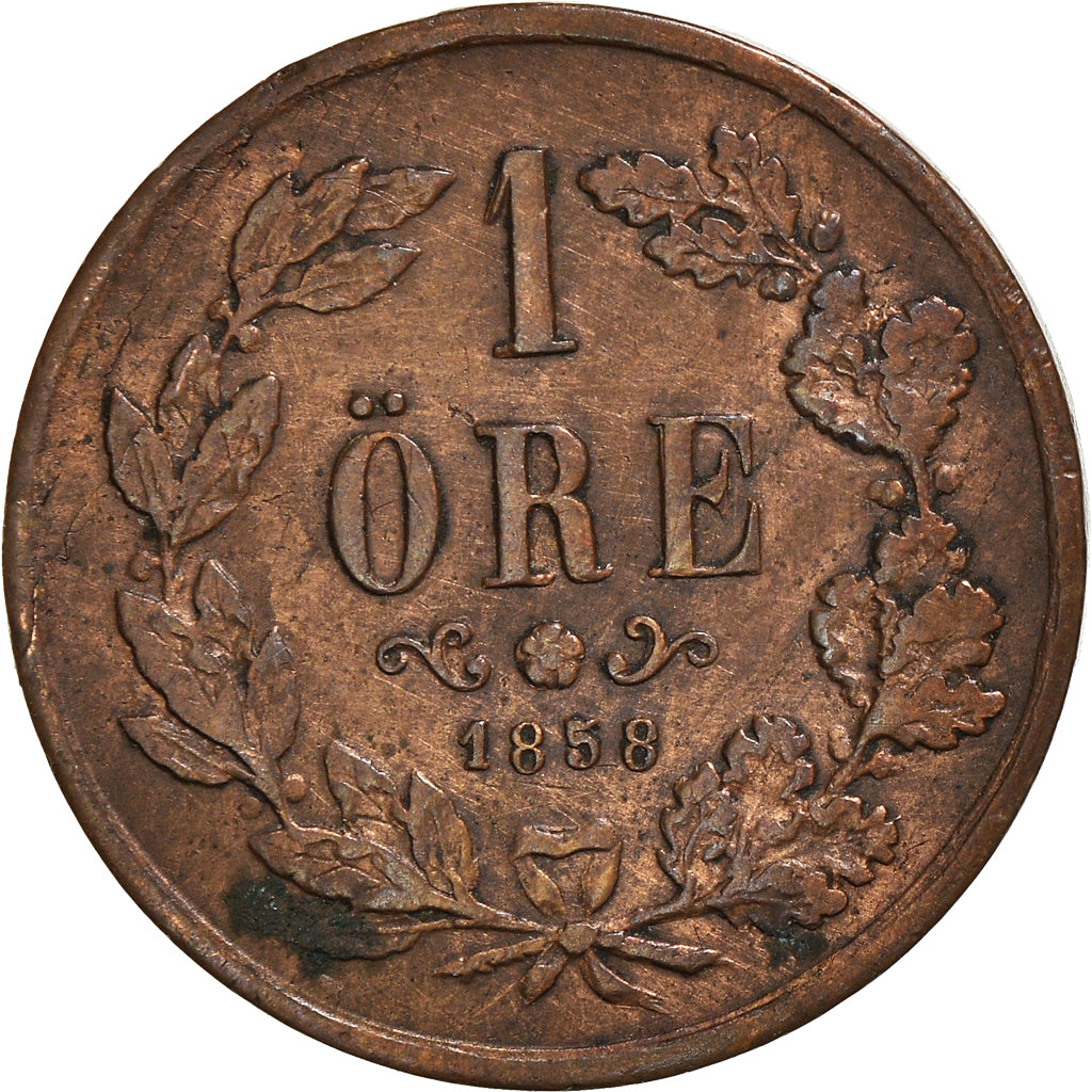Coin, Sweden, Oscar I, Ore, 1858, EF(40-45), Bronze, KM:687