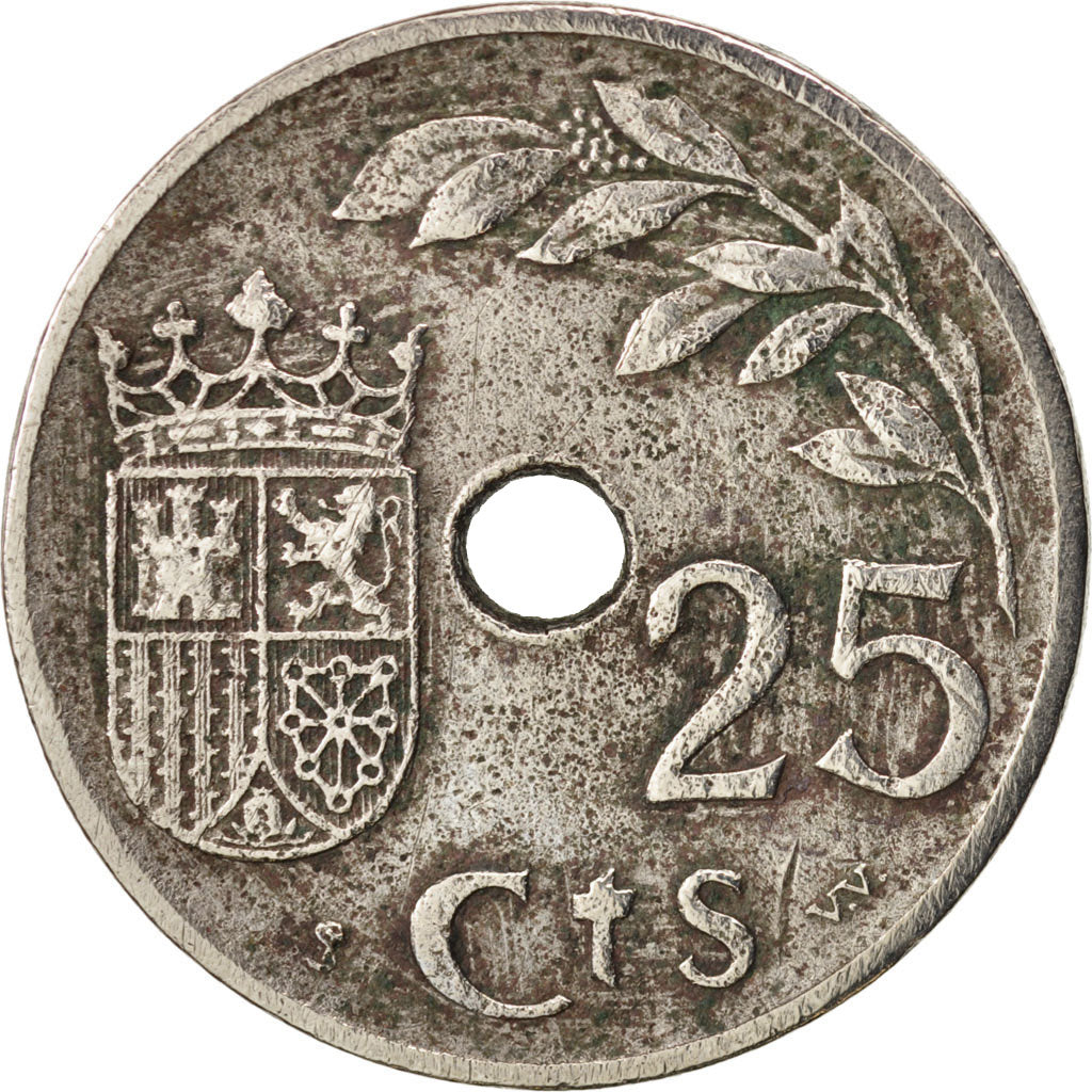 Spagna, 25 Centimos, 1937, Vienna, MB, Rame-nichel, KM:753