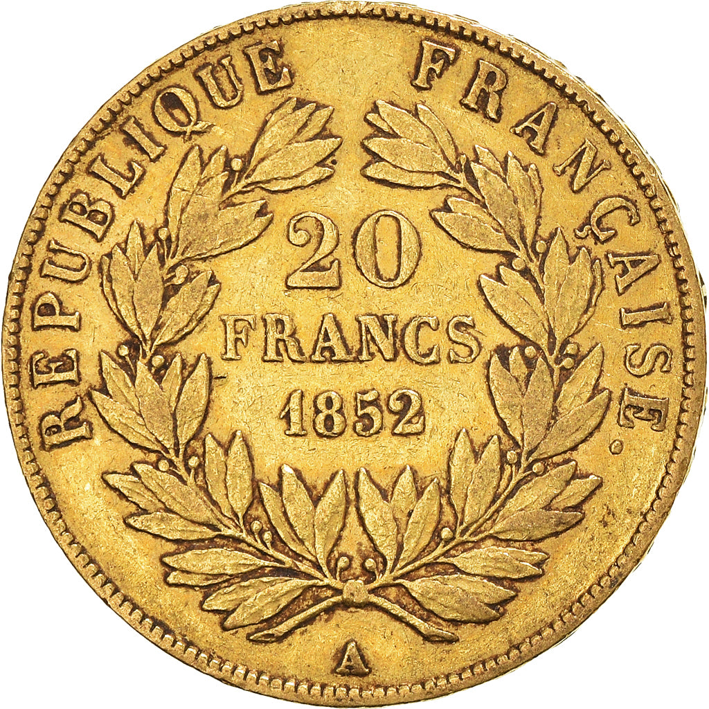 Moneta, Francja, Louis Napoleon, 20 Francs, 1852, Paris, EF(40-45), Złoto