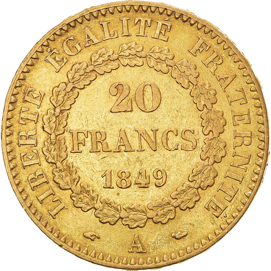 Monnaie, France, Génie, 20 Francs, 1849, Paris, TTB, Or, Gadoury:1032, KM:757