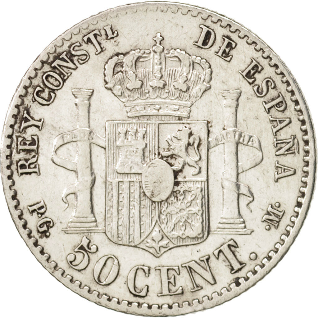 Spain, Alfonso XIII, 50 Centimos, 1892, EF(40-45), Silver, KM:690