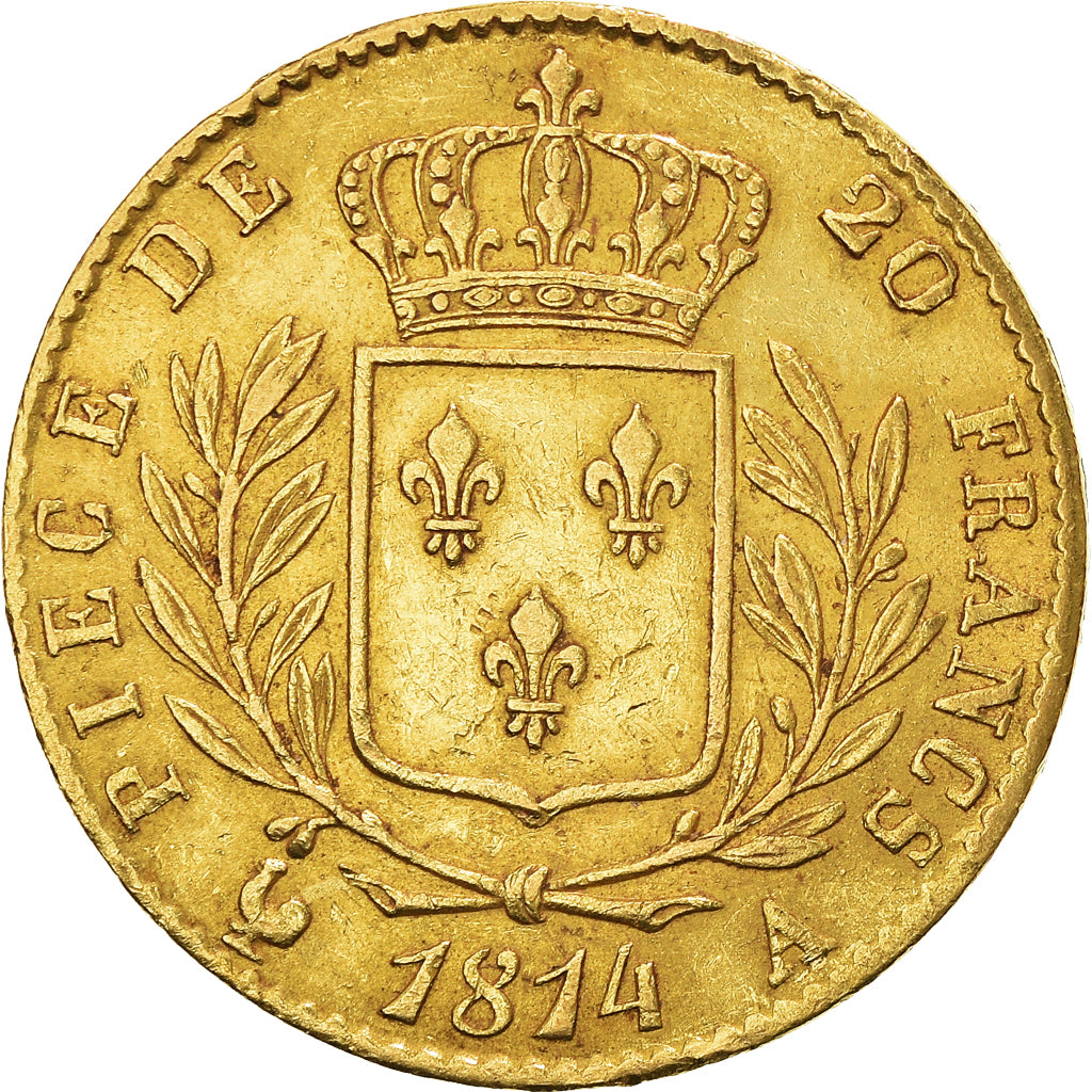 Coin, France, Louis XVIII, Louis XVIII, 20 Francs, 1814, Paris, EF(40-45), Gold