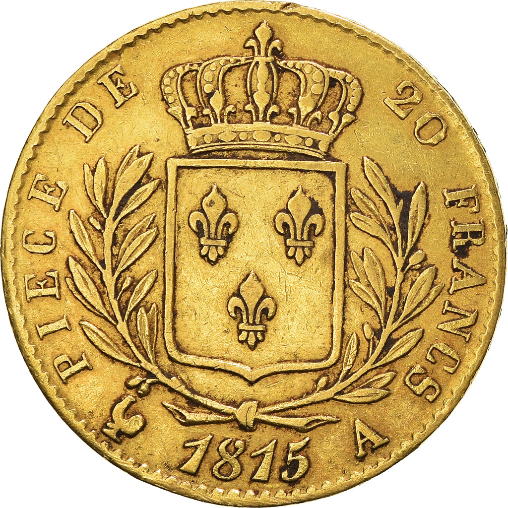Moneta, Francja, Louis XVIII, 20 Francs, 1815, Paris, EF(40-45), Złoto