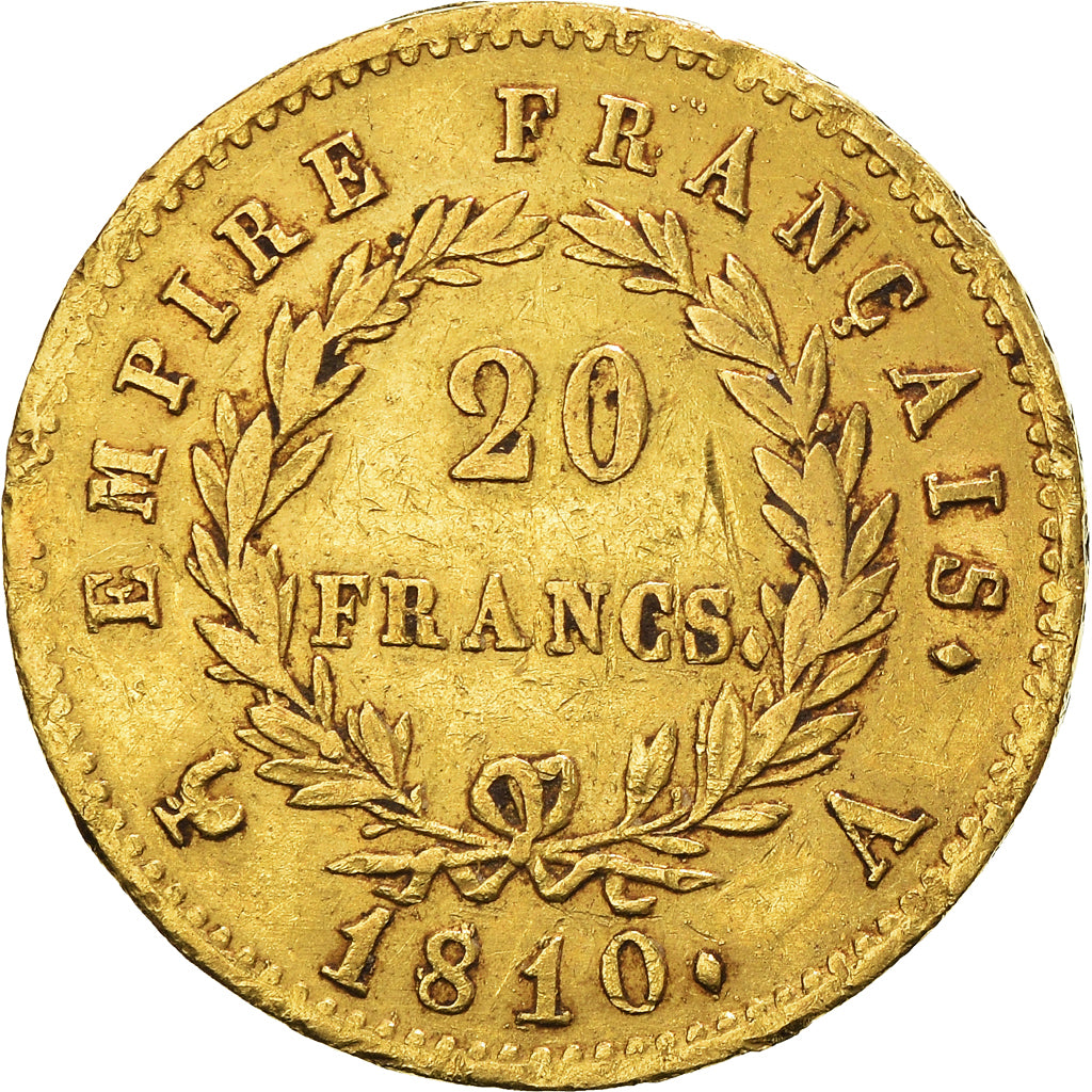 Coin, France, Napoléon I, 20 Francs, 1810, Paris, VF(30-35), Gold, KM:695.1