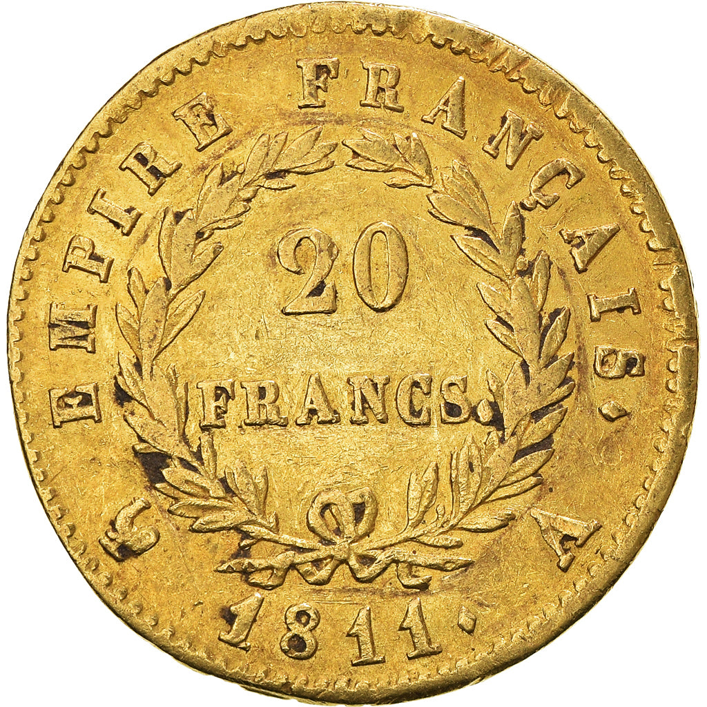 Moeda, França, Napoléon I, 20 Francs, 1811, Paris, EF(40-45), Dourado