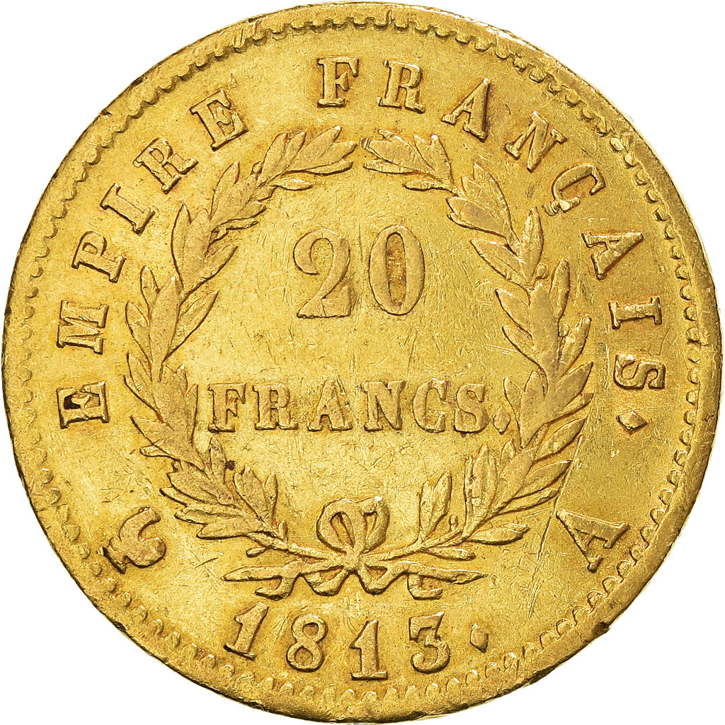 Moeda, França, Napoléon I, 20 Francs, 1813, Paris, EF(40-45), Dourado