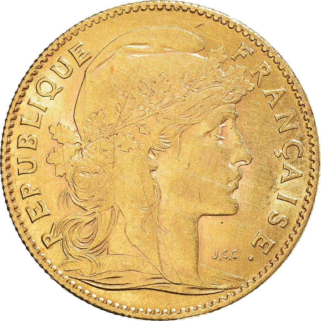Moneta, Francia, Marianne, 10 Francs, 1907, Paris, BB+, Oro, KM:846