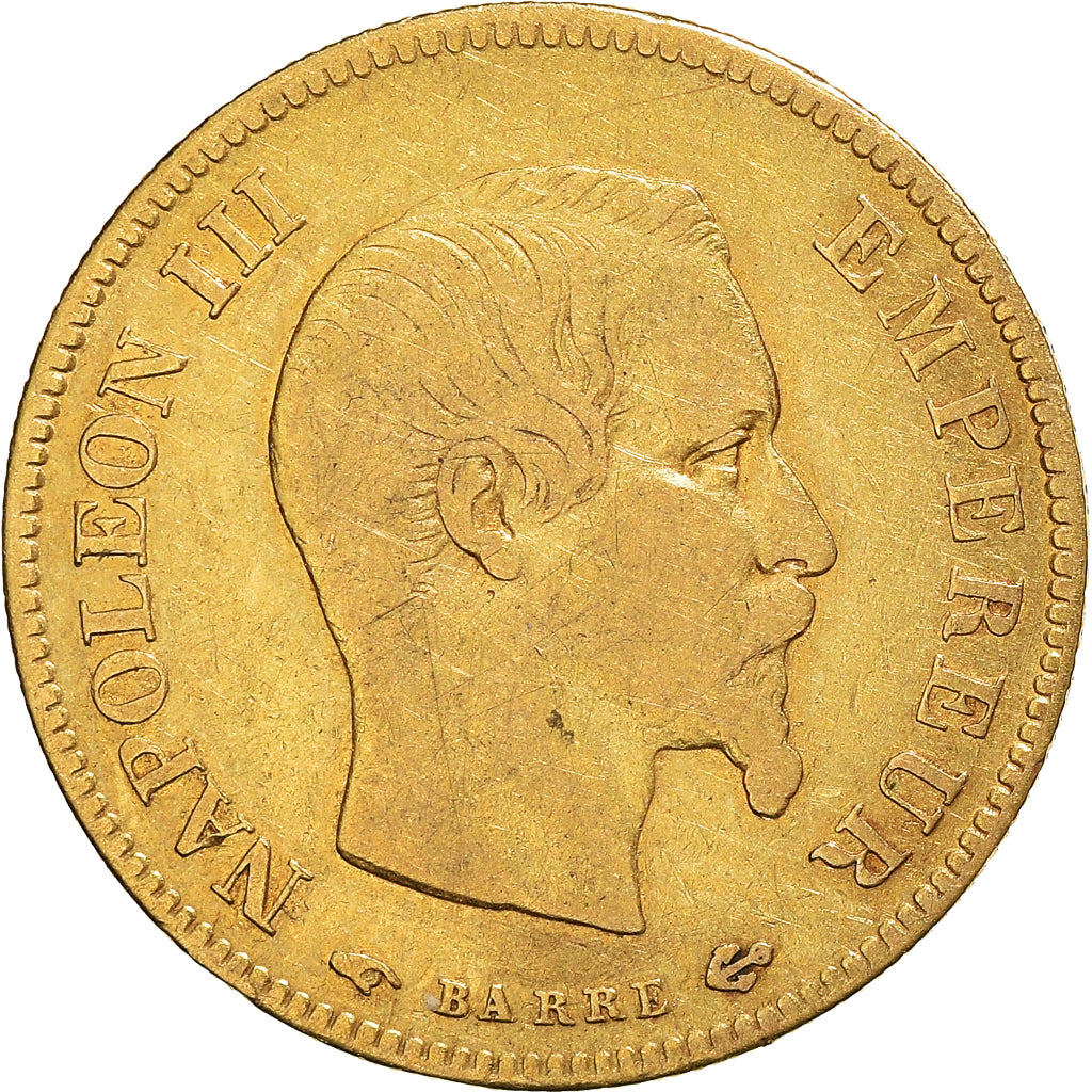 Moeda, França, Napoleon III, 10 Francs, 1857, Paris, VF(30-35), Dourado