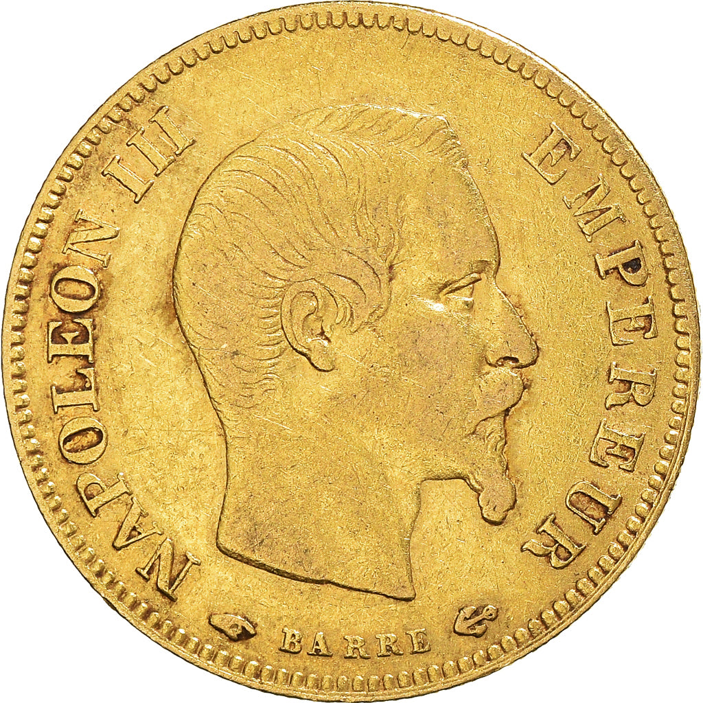 Moneta, Francja, Napoleon III, 10 Francs, 1857, Paris, VF(30-35), Złoto