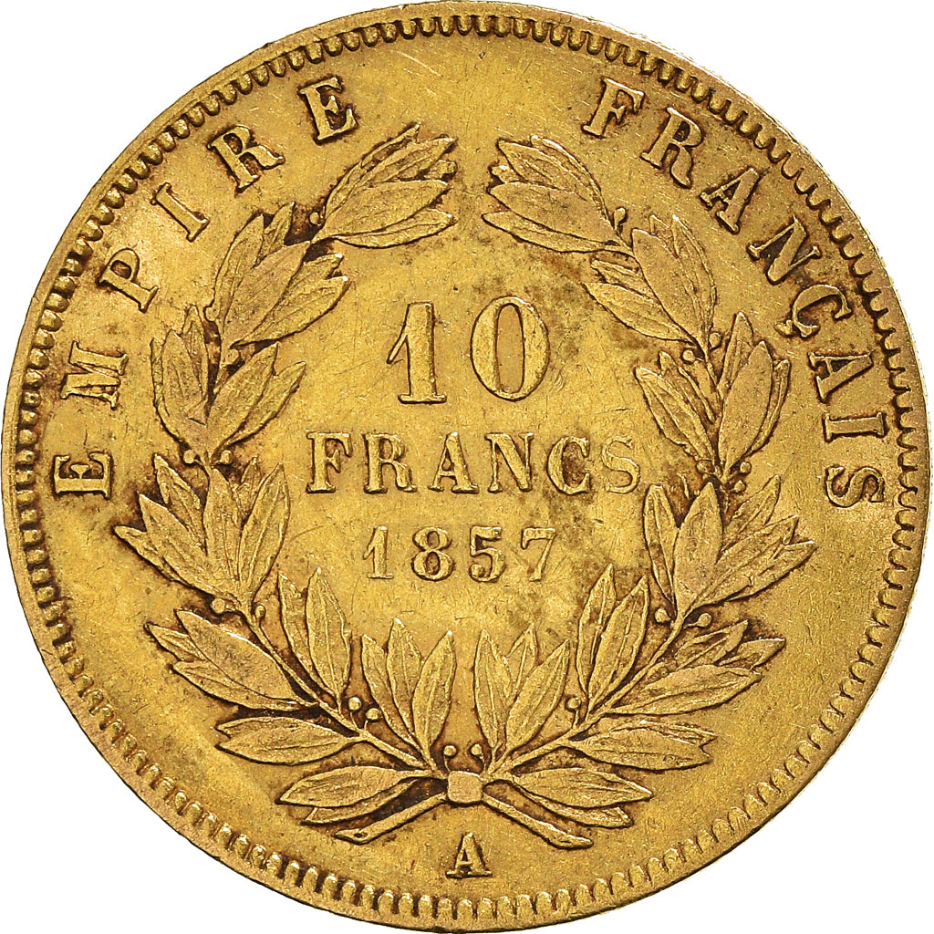 Moneta, Francja, Napoleon III, 10 Francs, 1857, Paris, VF(30-35), Złoto