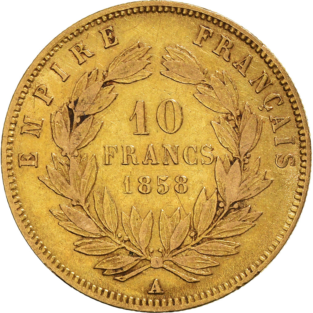 Moneta, Francja, Napoléon III, 10 Francs, 1858, Paris, VF(30-35), Złoto