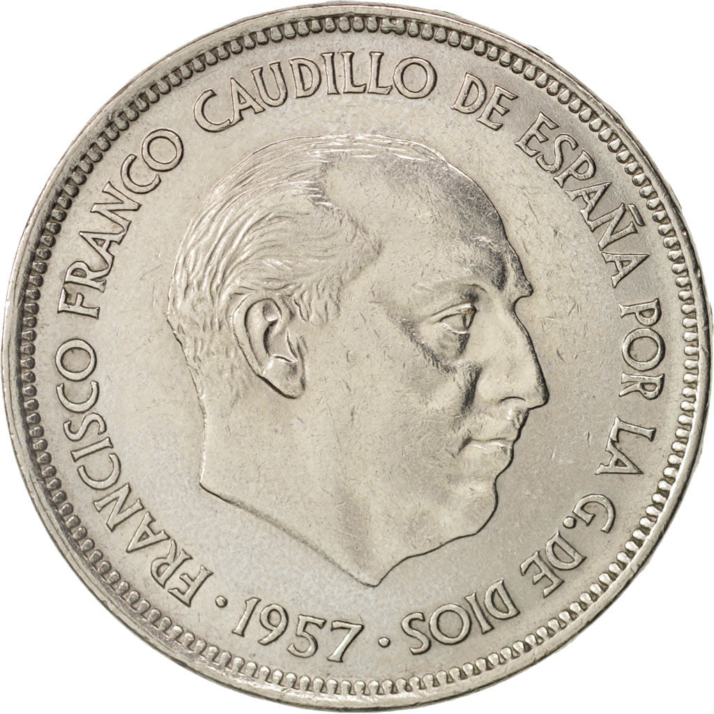 Espagne, Caudillo and regent, 25 Pesetas, 1957, SUP, Copper-nickel, KM:787