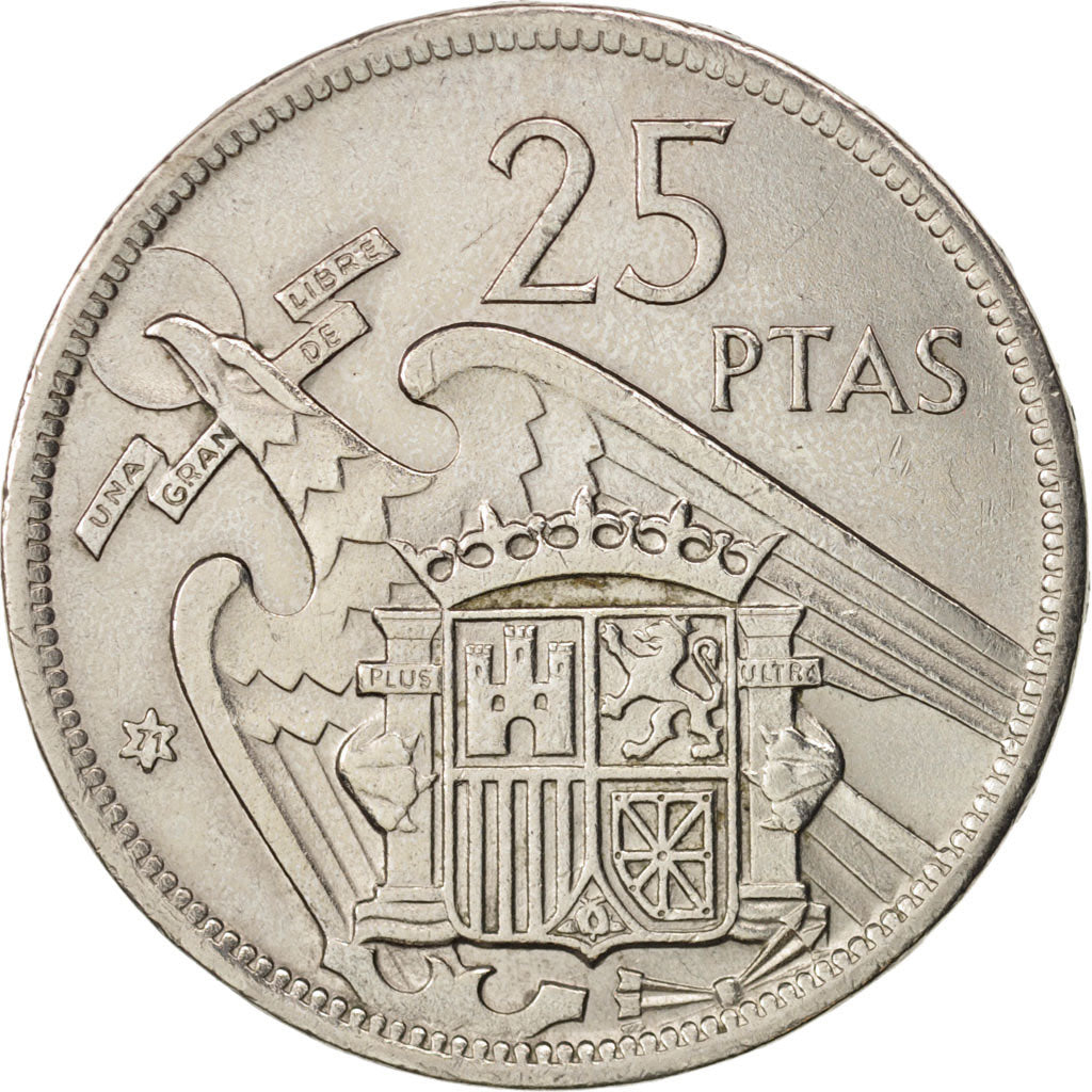 Espagne, Caudillo and regent, 25 Pesetas, 1957, SUP, Copper-nickel, KM:787