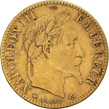 Moneta, Francia, Napoleon III, 10 Francs, 1865, Paris, MB+, Oro, KM:800.1