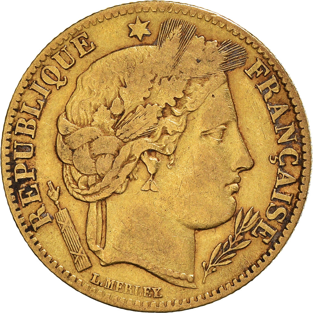 Moeda, França, Cérès, 10 Francs, 1851, Paris, VF(30-35), Dourado, KM:770