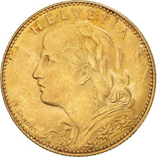 Coin, Switzerland, 10 Francs, 1913, Bern, AU(50-53), Gold, KM:36