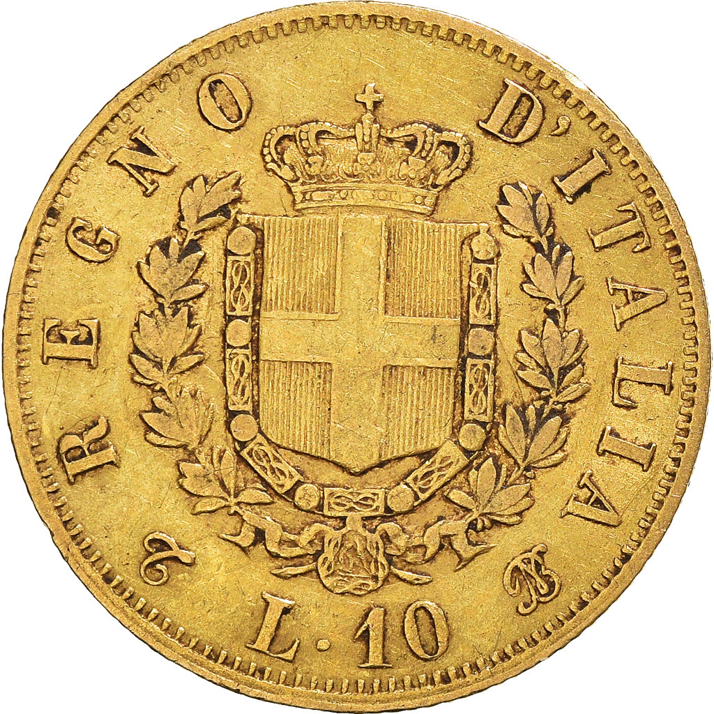 Moneda, Italia, Vittorio Emanuele II, 10 Lire, 1863, Torino, MBC, Oro, KM:9.3