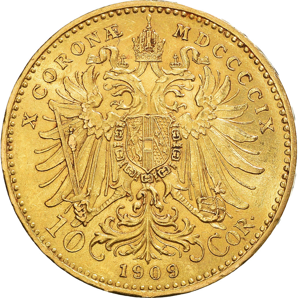 Moneta, Austria, Franz Joseph I, 10 Corona, 1909, Vienne, BB+, Oro, KM:2815