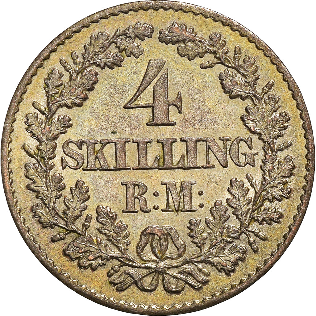 Coin, Denmark, Christian IX, 4 Skilling Rigsmont, 1872, Copenhagen, AU(55-58)