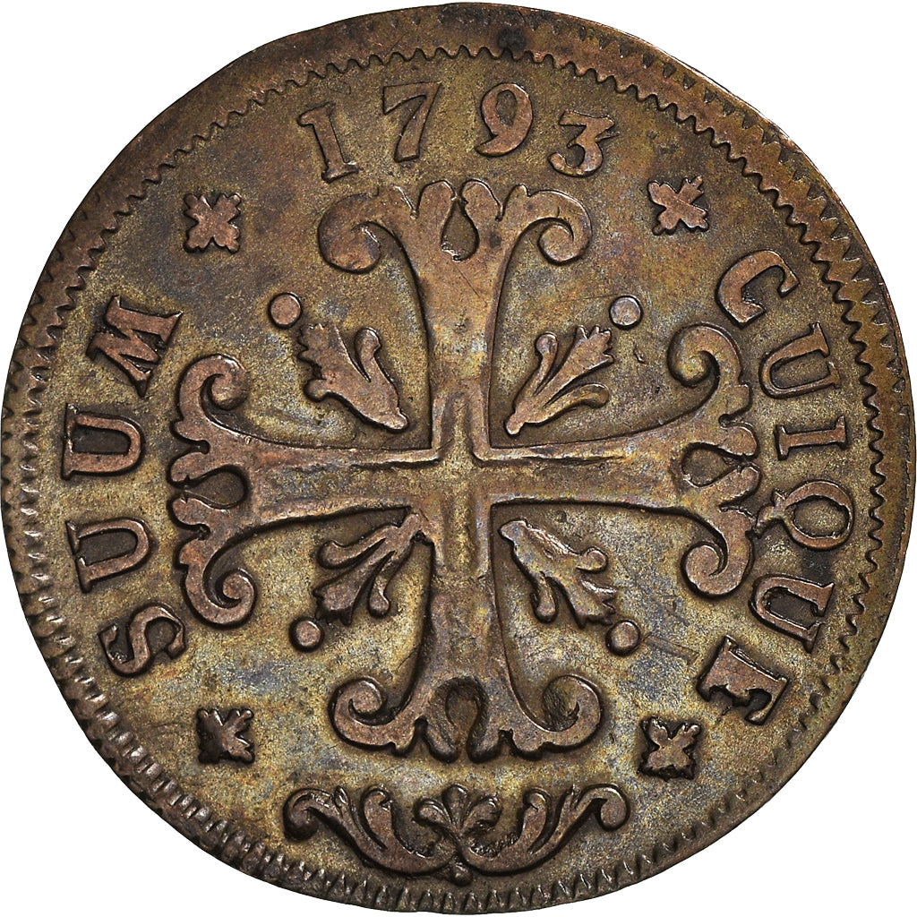 Coin, SWISS CANTONS, NEUCHATEL, 1/2 Batzen, 1793, Neuenburg, EF(40-45), Billon