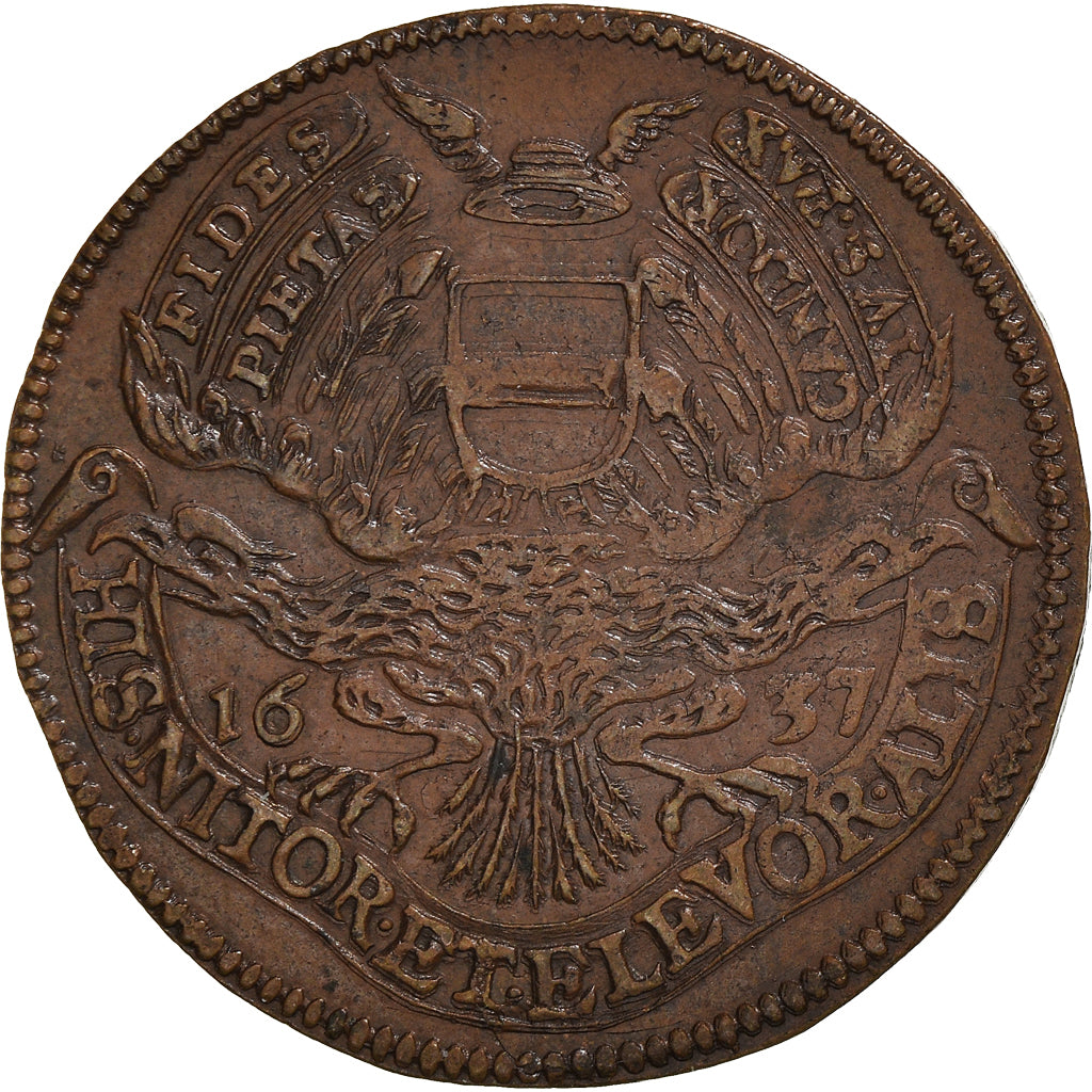 Bélgica, Token, Flandres, Frédéric de Marselaer, 1637, AU(55-58), Cobre