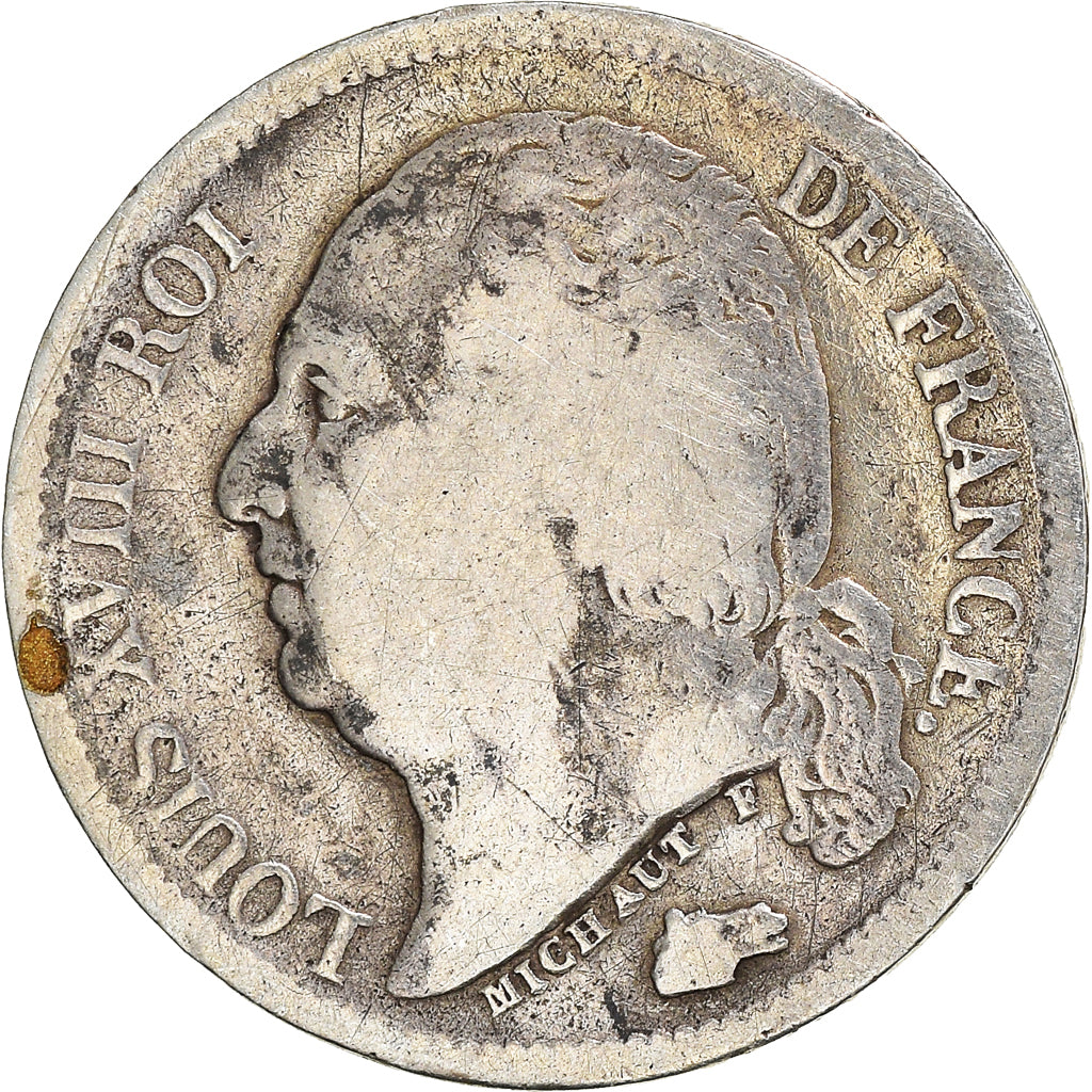 Moeda, França, Louis XVIII, Louis XVIII, 1/2 Franc, 1822, Paris, VF(20-25)