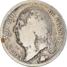 Moeda, França, Louis XVIII, Louis XVIII, 1/2 Franc, 1822, Paris, VF(20-25)